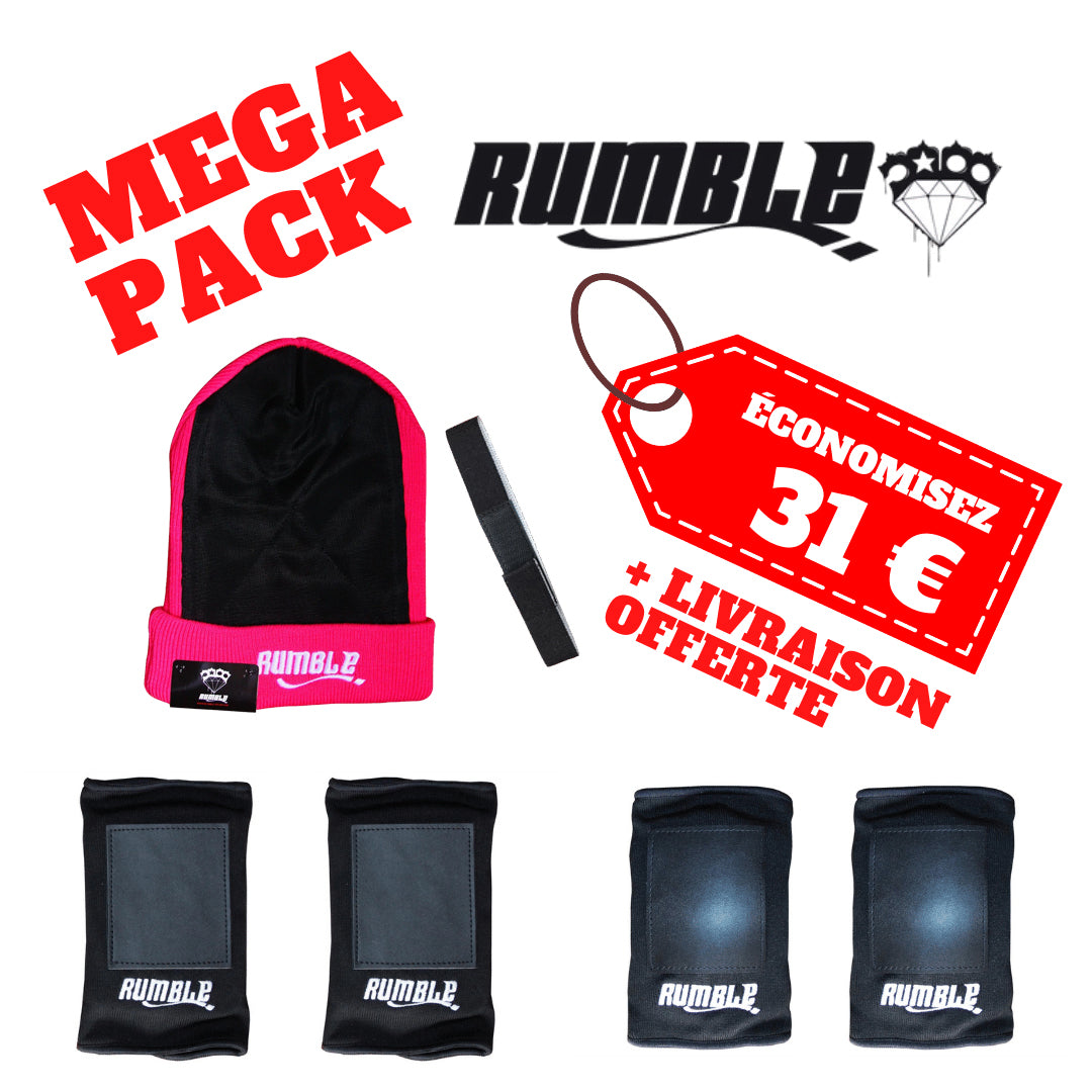 PACK COMPLET BONNET HEADSPIN RUMBLE + COUDIÉRES X2 + GENOUILLIÉRES X2 + ELASTIQUE