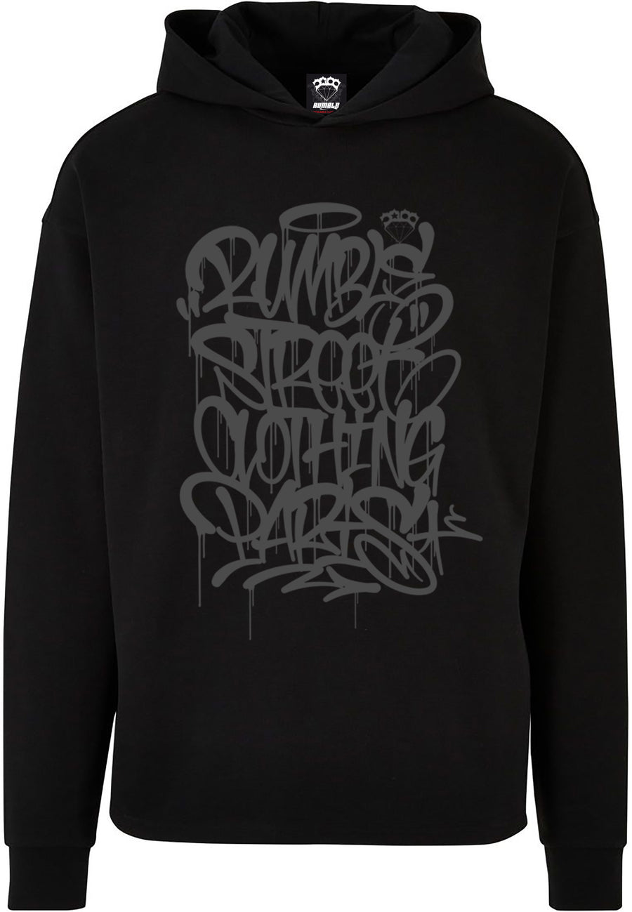 Sweat Capuche Noir Logo Tag Yone Gris