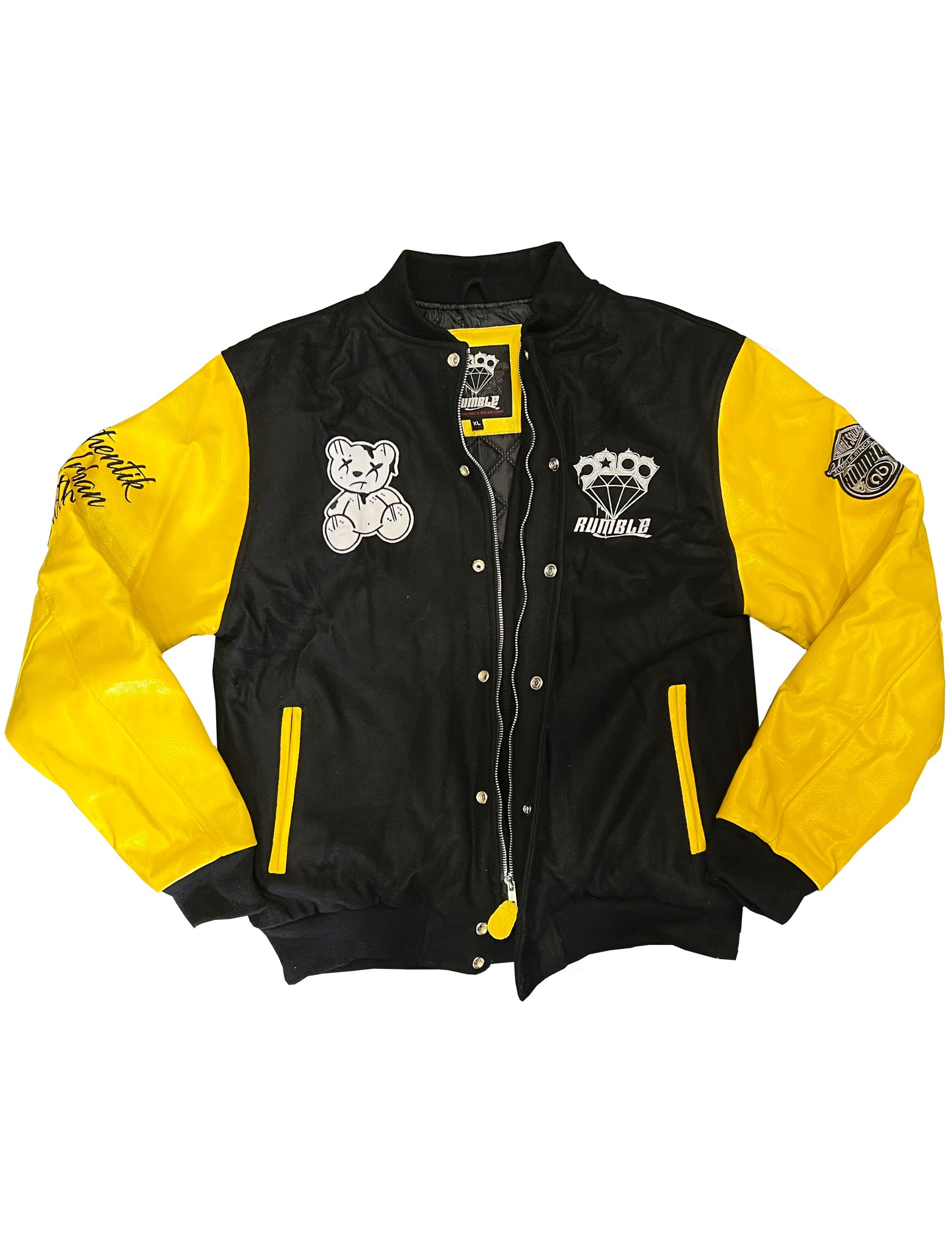 Teddy manche cuir jaune