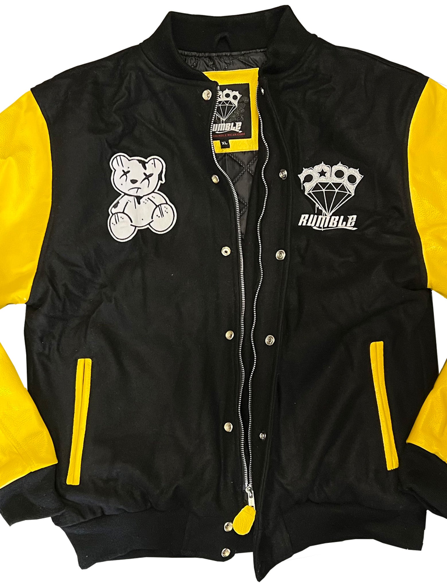 Teddy manche cuir jaune